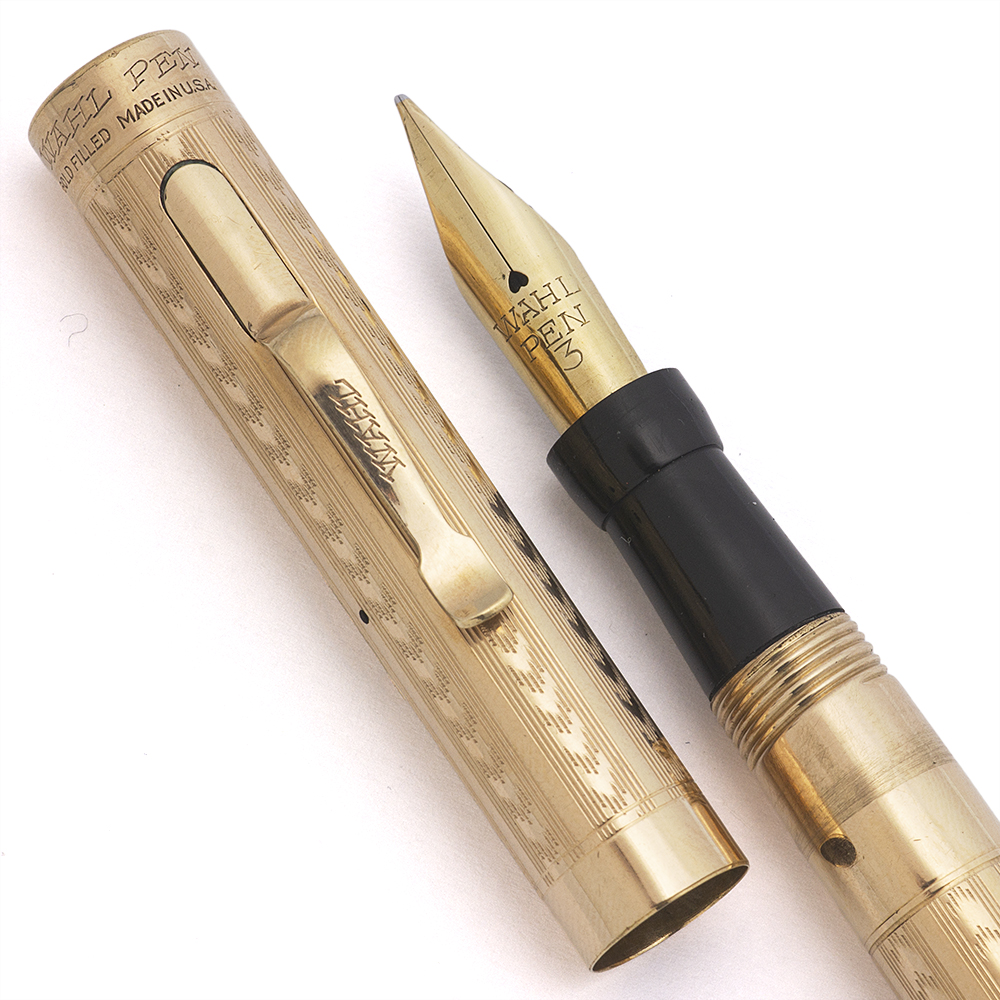 Wahl #3 Fountain Pen (1920s) - Gold Filled Chevron, Standard Size